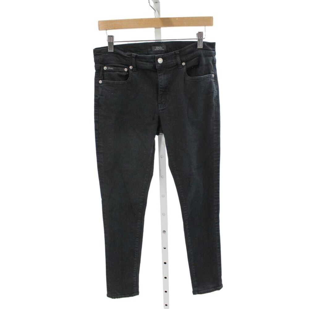 Polo Ralph Lauren Women Skinny Ankle Jeans Black Mid Rise Button Size 29